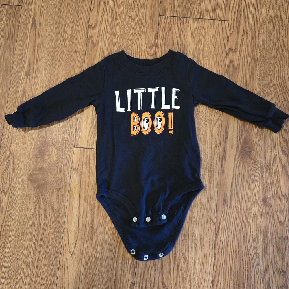 Carter's Little Boo Halloween Bodysuit 9M‎ Black Long Sleeve Baby One Piece Cute